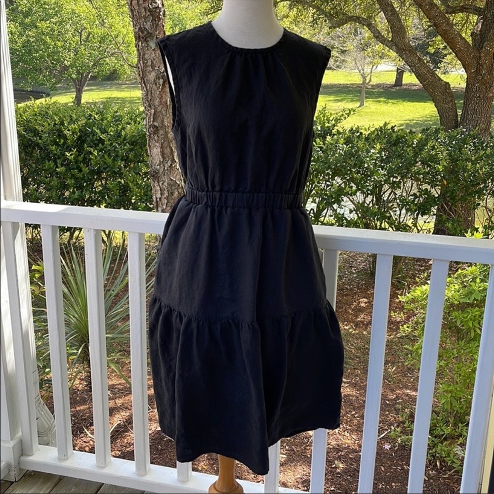 Everlane Black Linen Open Back Dress - Picture 3 of 5